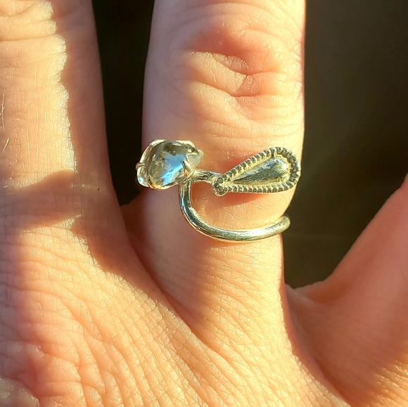 New Rough Herkimer Diamond Chip 925 Silver Ring. - Picture 10 of 16